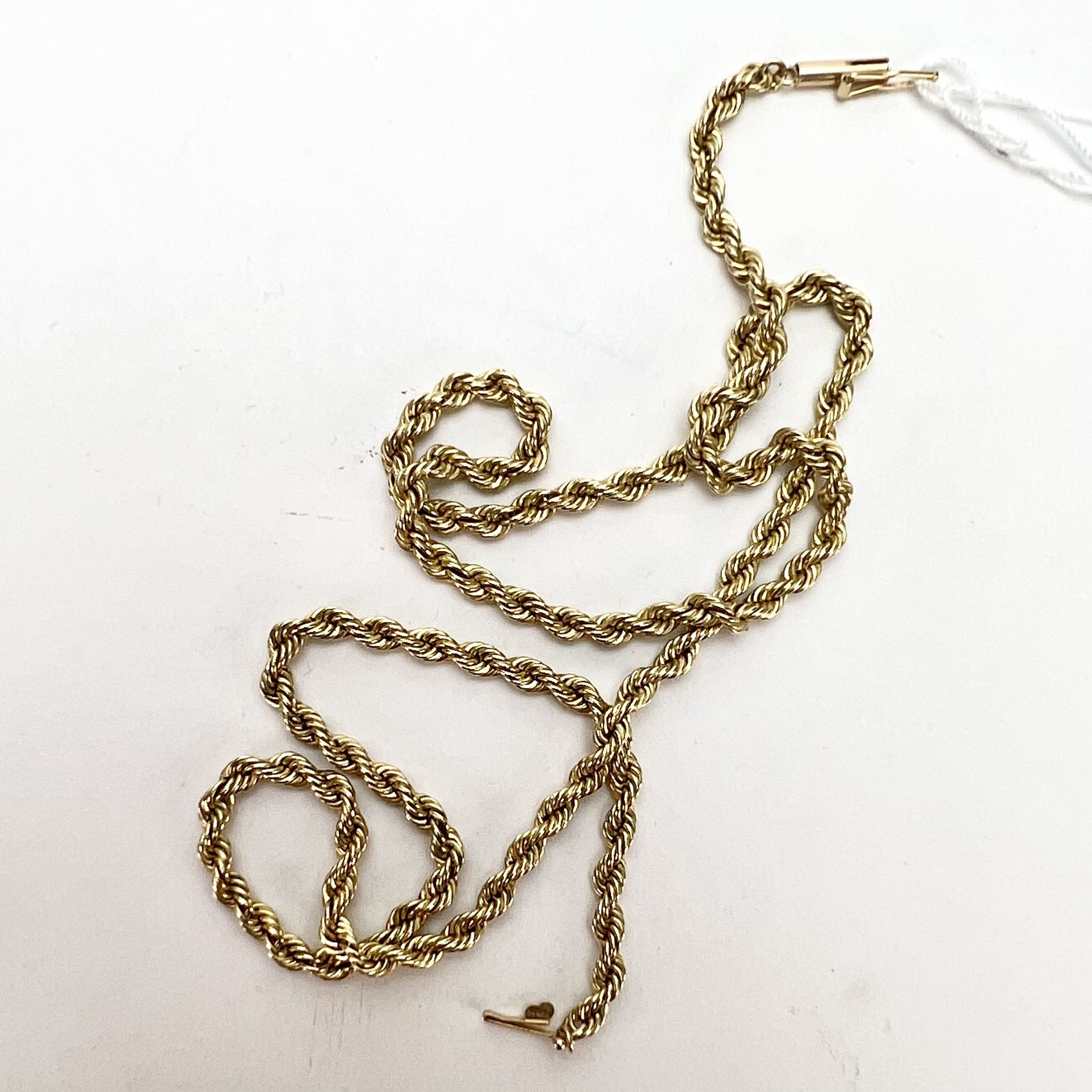 14k Yellow Gold 3mm Solid Rope Chain Necklace 18 3/8”