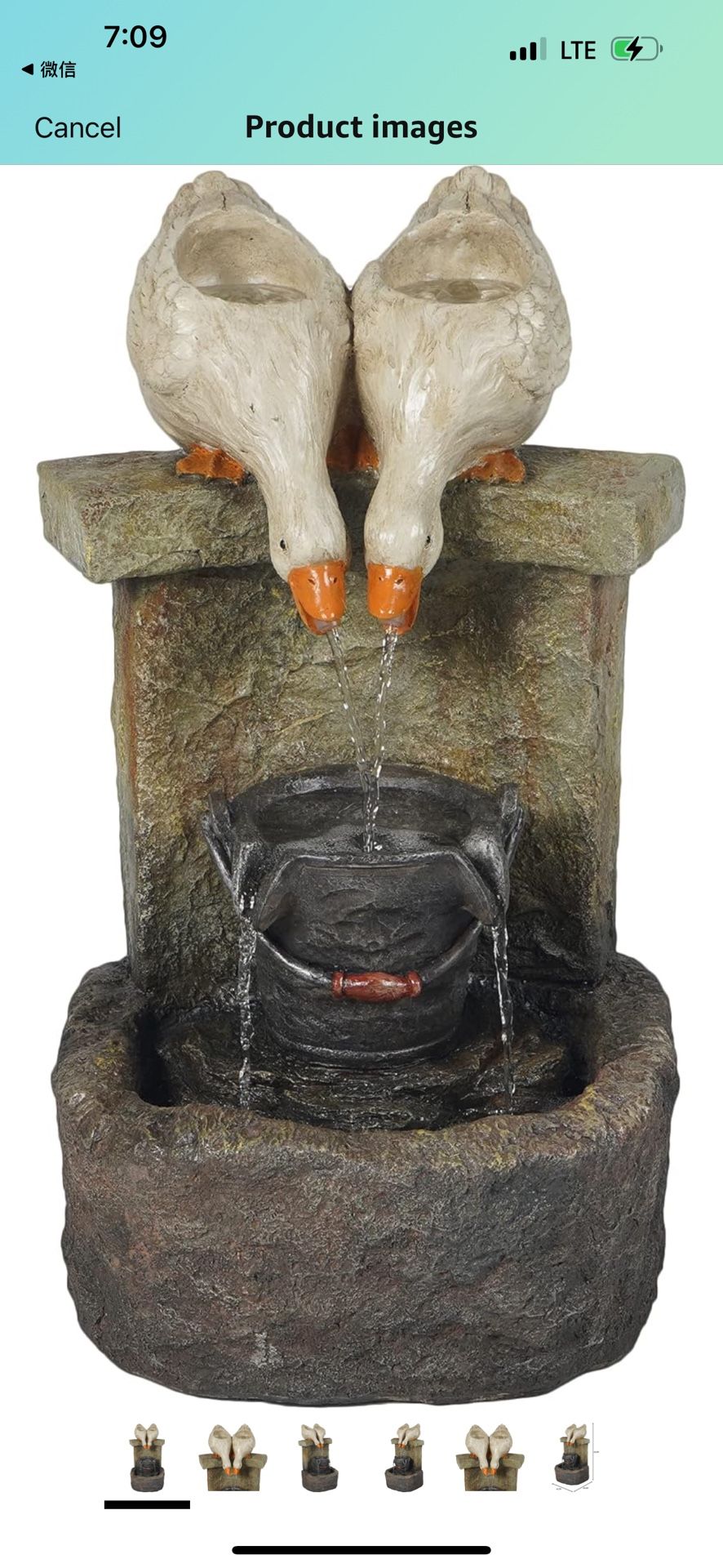 LuxenHome Resin Ducks Outdoor Fountain with LED Light, 3 Tiered Waterfall Fountain Sculpture for Garden Patio Court Backyard Decking 28 inch, Gray/Whi