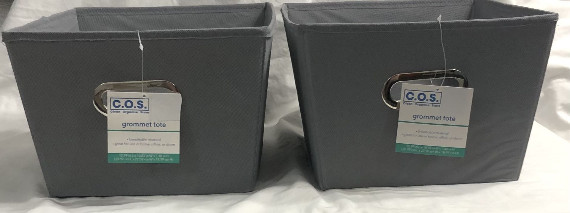 2pcs Storage Bins gray.12.99”L x10.83”W x 7.4