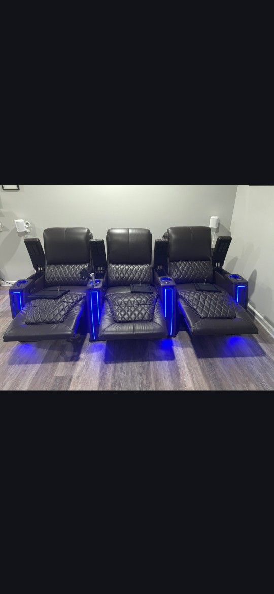 Genuine Italian Leather Dark Brown Theater Seats X3!!!