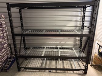 eavy Duty Steel Garage Shelving Rack – 4 Shelves, Wire Deck