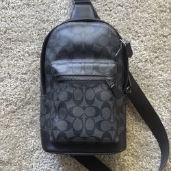 Coach Men's Crossbody West Pack In Signature Canvas & Leather Charcoal 