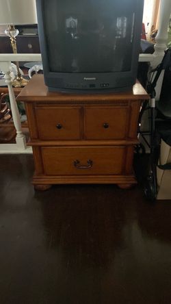 Wood Nightstand with Drawers