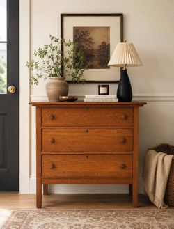 Vintage / Antique Red Tiger Oak 3-Drawer Chest