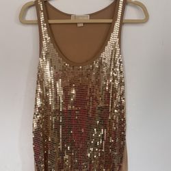 Michael Kors Gold Sequins Sleeveless Blouse