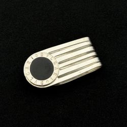 Jewelry .925 sterling silver Auth Rare Bvlgari B-ZERO Logo money clip black onyx stones