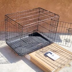 New In Box Med'lrg Dog Crate 2 Doors With Tray Foldable Portable Dog Cat Cage Animal Kennel