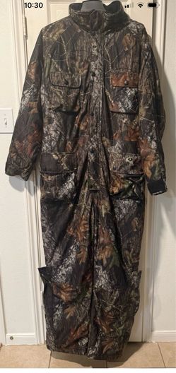 Vintage Mossy Oak Drysalker Hooded Camo Coveralls Break Up Pattern Size 2XL