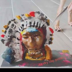 INDIAN CHIEF BUST-HEAD STATUE 