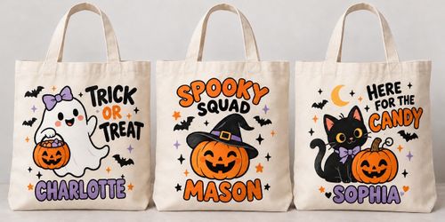 Personalized Halloween Trick or Treat Tote Bags