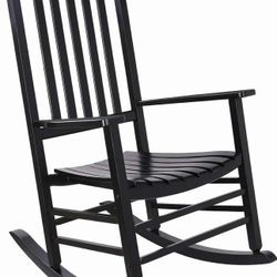 Solid Outdoor Wood Rocking Chair with High Back, All Weather（Black）S-18