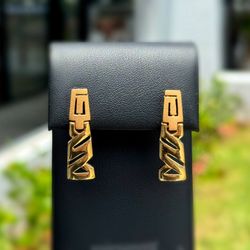 Jewelry 22k solid yellow gold drop Egypt nugget crew backs earrings 8.50g