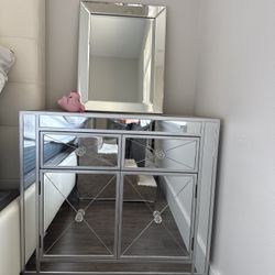 Matching Mirrored Nightstands Set
