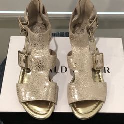Donald Pliner Mirrored Metallic Wedge Sandals