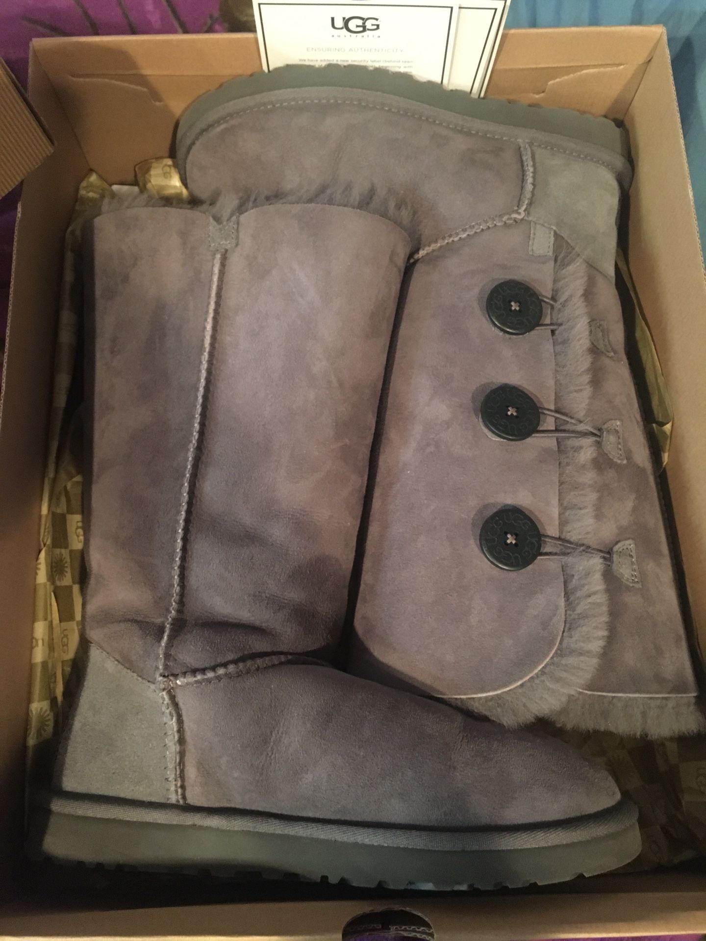 Ugg Grey Bailey Button tall boots