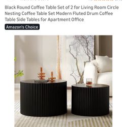 Black Round Coffee Table Set of 2