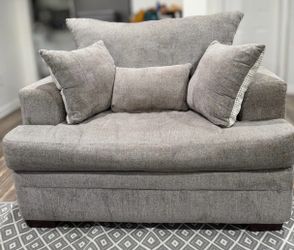 Oversized Gray Fabric Accent Chair