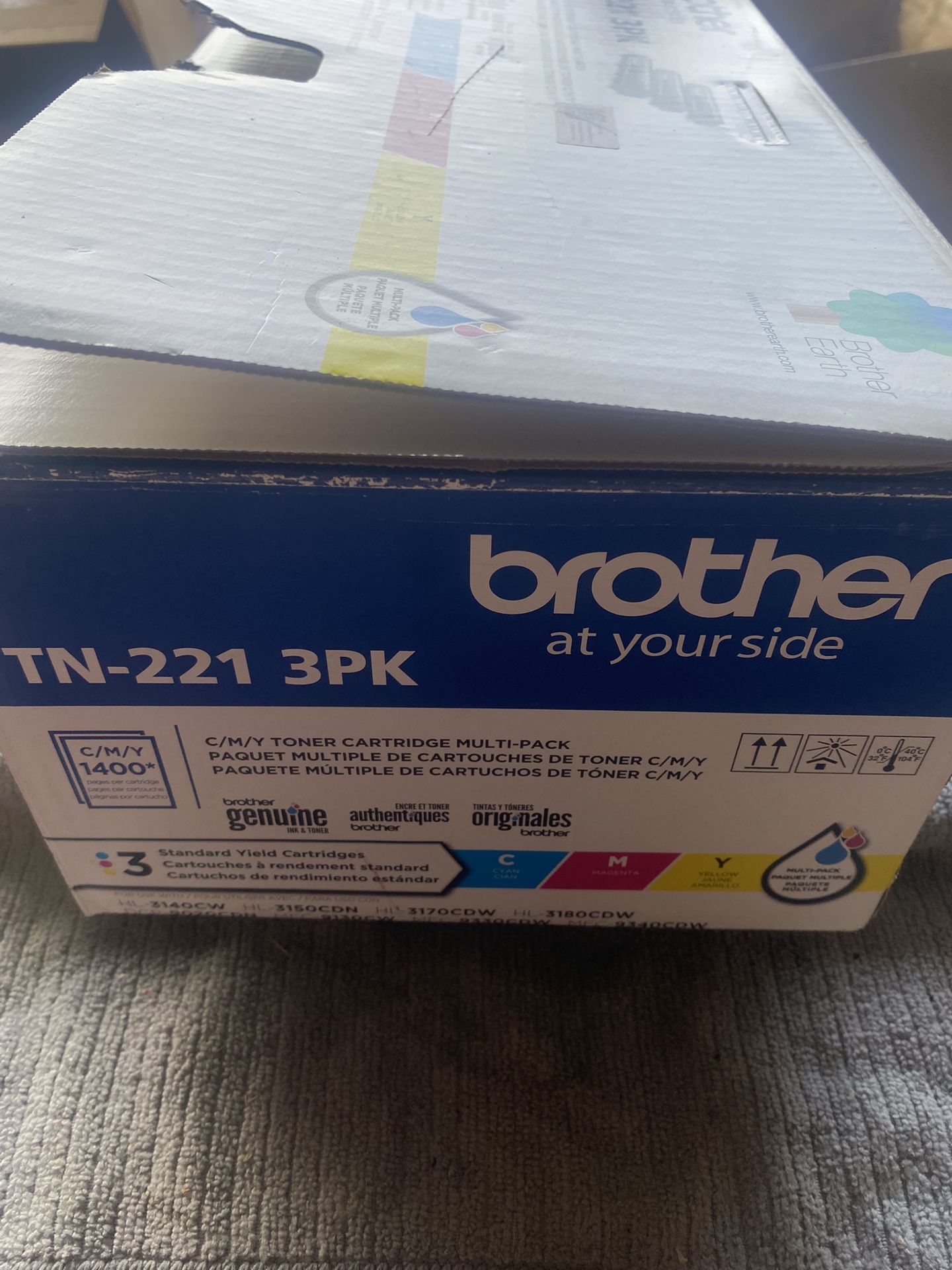 Genuine Brother TN-221 3pk Toner Cartridge 221 Cyan Magenta Yellow - New