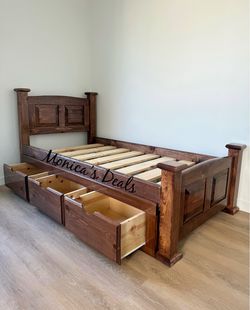 Twin Solid Wood Bed Frame With 3 Drawers $500