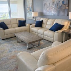 Full Living Room Set – Sofa, Loveseat, Recliner, Tables & Lamps