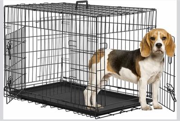 36” Dog Crate with Pad, double-door