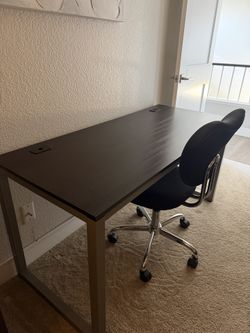 55 inch Espresso Alloy Steel Desk & Office Chair