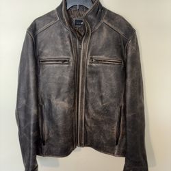 Black Rivet Men’s Moto Leather Jacket Size Large 