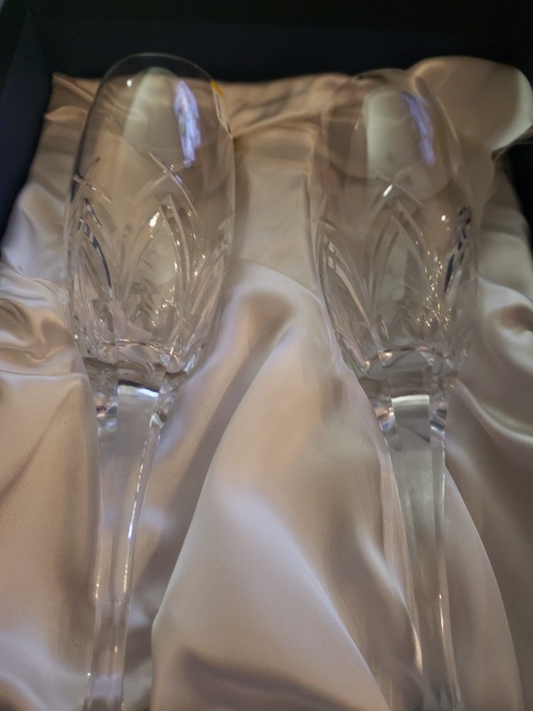 Bloomingdales Handcut Lead Crystal Champagne Flute Set In Bloomingdales Gift Box