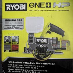 Ryobi 18V Brushless 5" Tile And Masonry Saw, Brand New.