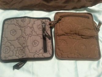 THIRTYONE soft wallet grey quilted and brown quilted poppy