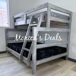 Solid Wood Twin/Full Bunk Bed With Both Mattresses $640