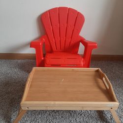 Plastic Toddler Chair With Foldable Wooden Eating Tray