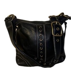 VINTAGE COACH Crossbody Black Pebbled Leather 10399 Laced 