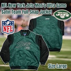NFL New York Jets Men’s Ultra Game Satin Team Full-Snap Jacket, Size Large (Green) 