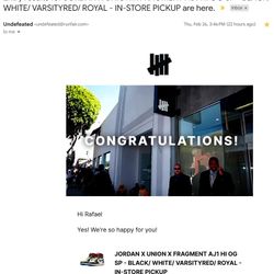 Jordan 1 Retro High OG SP Fragment x Union  LA Varsity Red Sport Royal