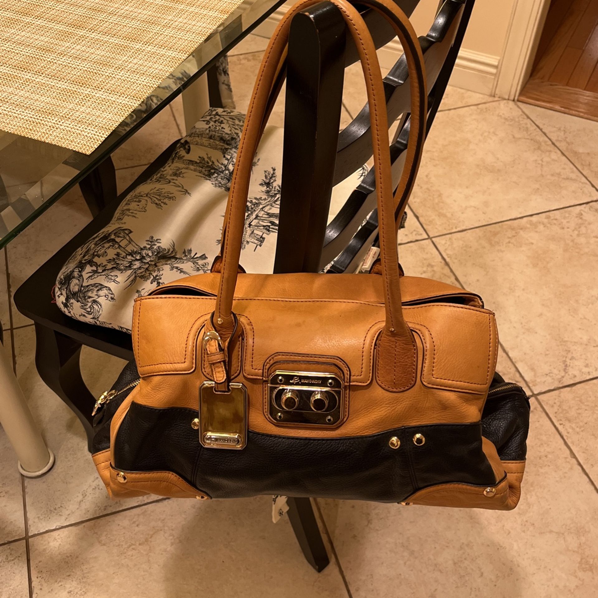 Large Tan And Black Hand Bag