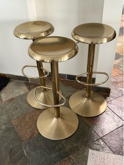 Three  Gold Metal High Chairs