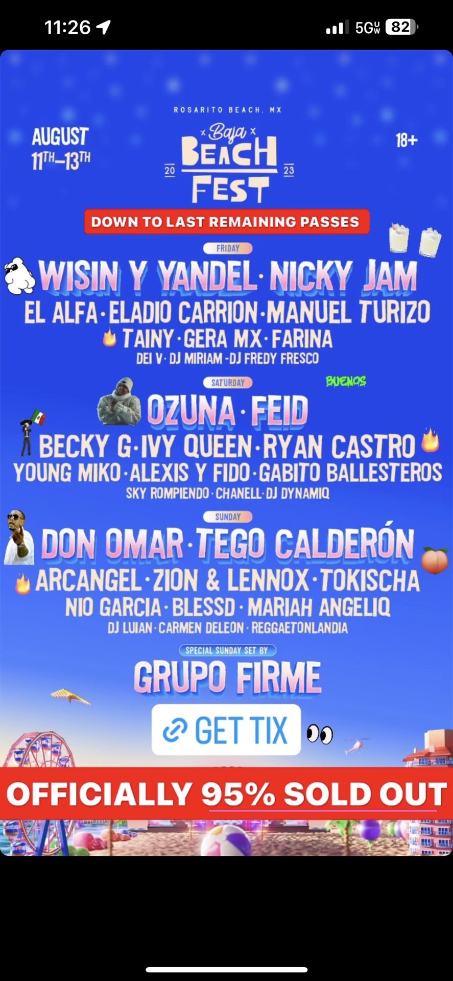 Baja Beach Fest 3 Day Entry Tickets