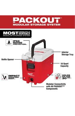 Milwaukee PACKOUT 16 Quart Cooler & Six pack charger New