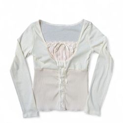 Y2K White Womans Top Longsleeve