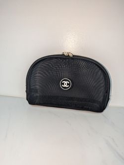 Authentic Chanel Beauté Black Mesh Cosmetic Pouch Makeup Bag VIP Gift