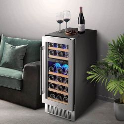 15 Inch Wine Cooler 28 Bottle Dual Zone Wine Refrigerator JC-85B.