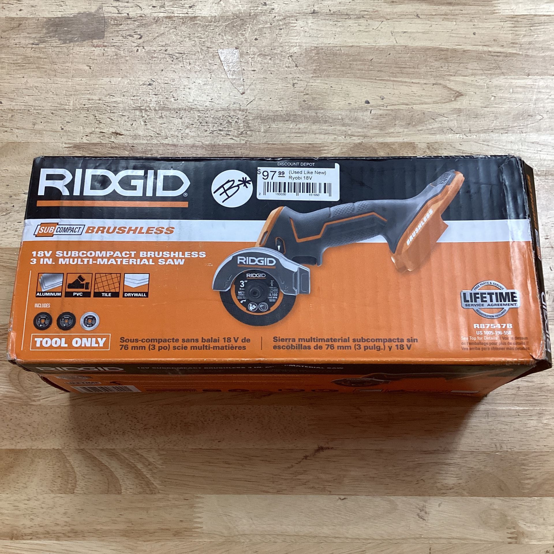 RIDGID 18V SubCompact Brushless Cordless in. Multi-Material Saw (Tool  Only) with (3) Cutting Wheels (ULN) for Sale in Phoenix, AZ OfferUp