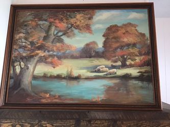 Original oil, pastoral scene