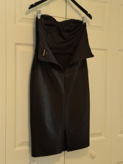 Bebe Black Strapless Faux Leather Dress - Medium