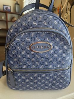 Guess Mini Backpack Blue Logo Print