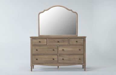 Deliah I| Natural Wood 7-Drawer Dresser with Mirror Asian Hardwood
