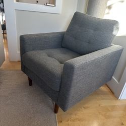 Rivet Cove Mid-Century Modern Tufted Living Room Accent Chair, 32.7"W, Dark Grey
