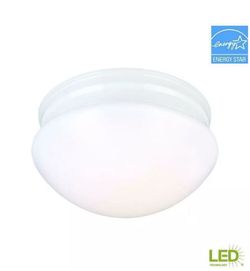 Commercial Electric 9 in. 60-Watt Equivalent White LED Mushroom Flush Mount....