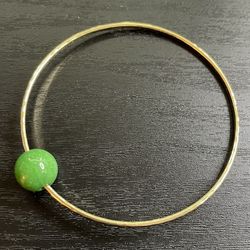 Gold Plated Bangle W/ Jade
